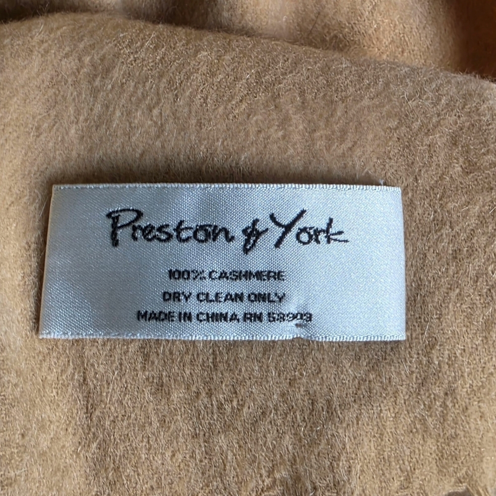Preston & York 100% Cashmere Scarf, Tan - Picture 3 of 3
